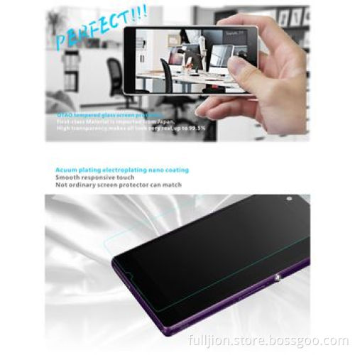 Anti-crack anti fingerprint 0.2mm round angel tempered glass screen protector for Sony Xperia-Z L36h